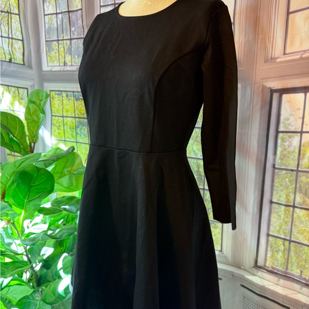 Lulu's Classic Black Skater Scallop Hem 3/4 Sleeve Dress L Large Cumulonimbus - Picture 3 of 14